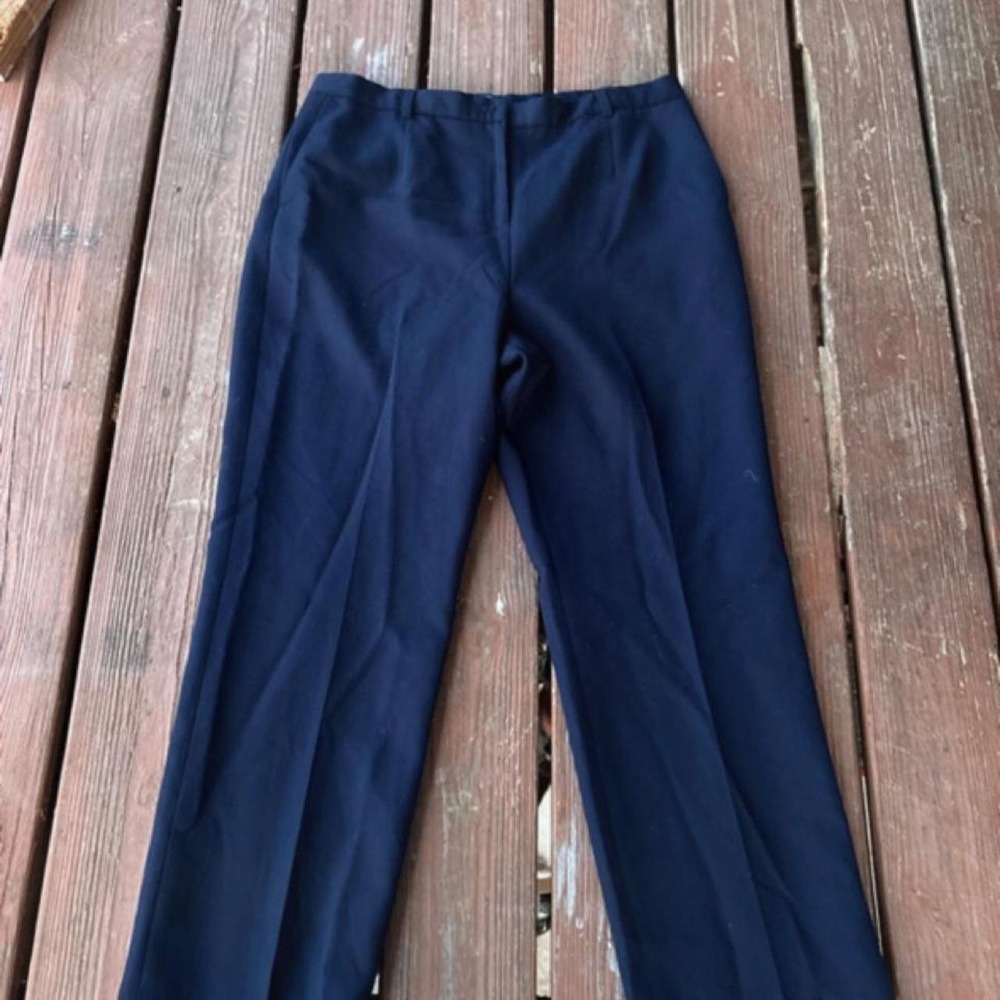 Pendleton Navy Blue 100% Virgin Wool Trousers Women 14 Preppy Formal Dress Pants